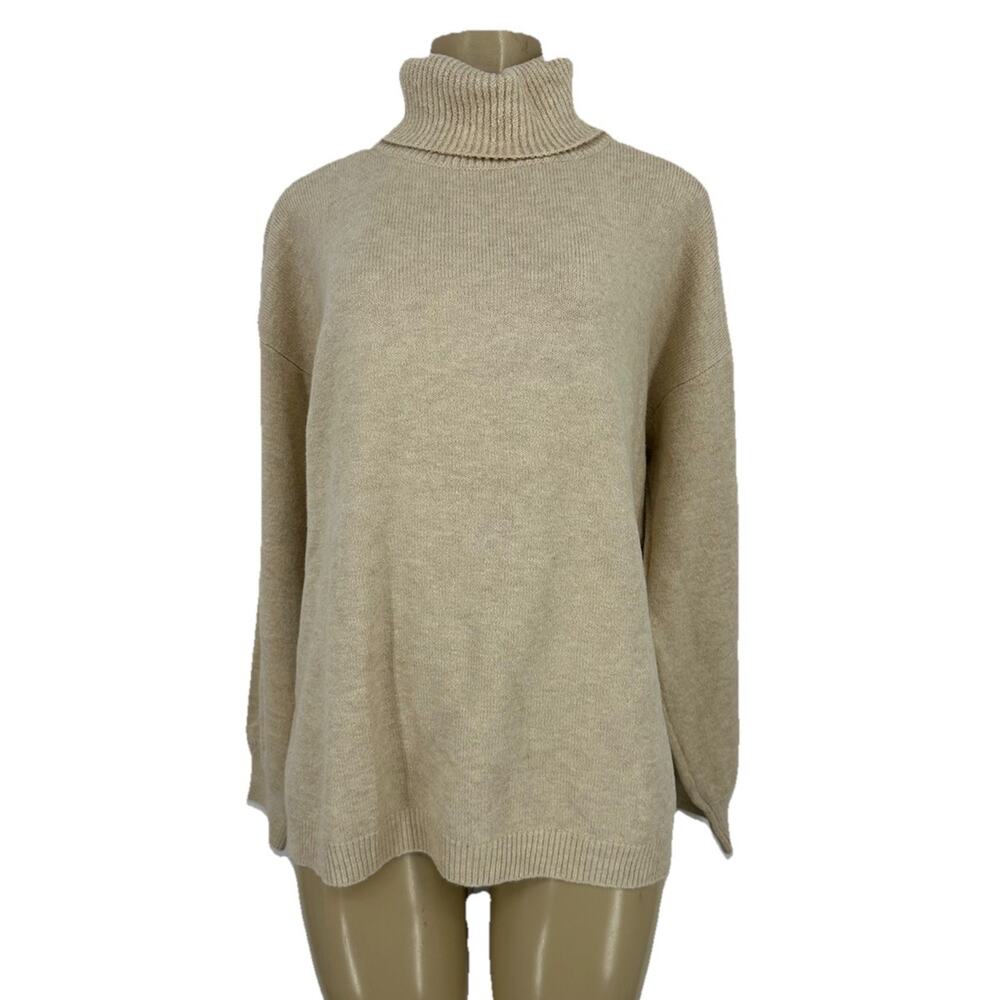 NEW 1. STATE XL Women's Cutout Back Turtleneck Sweater In Camel Heather C3